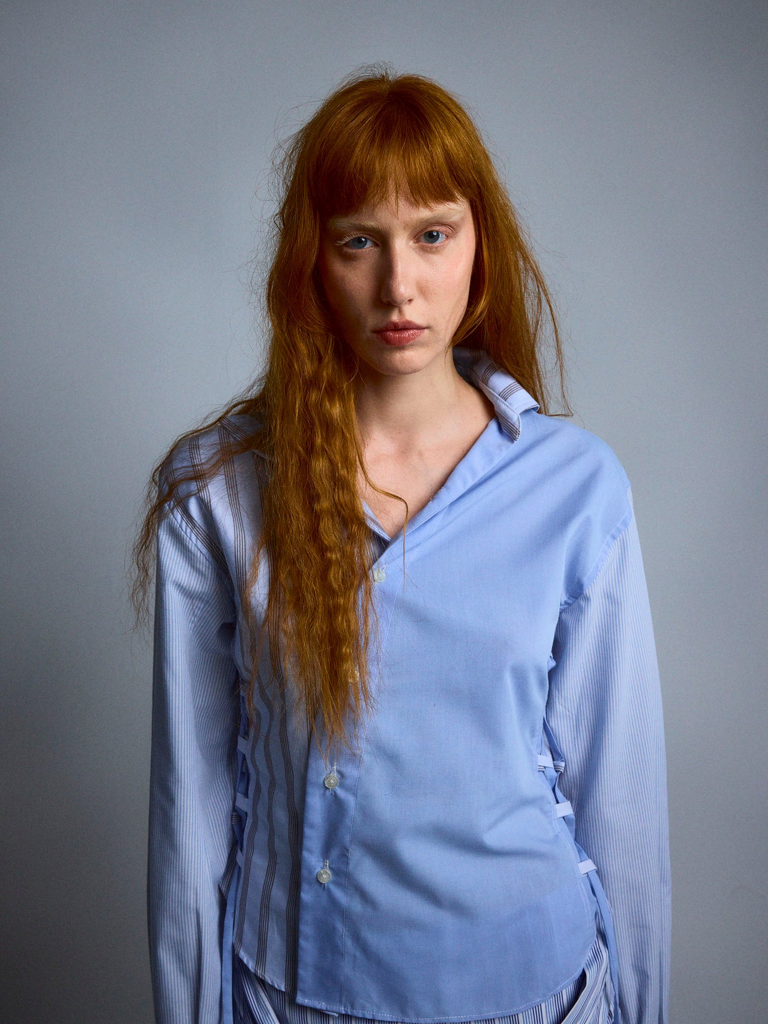 ASYMMETRICAL BLUE SHRIT S